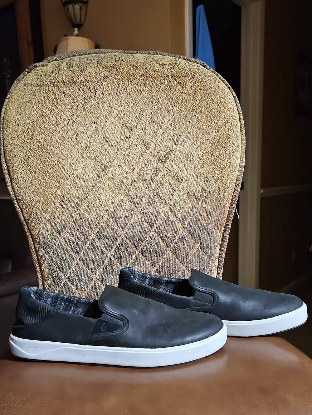 Olukai Lae'Ahi Pa'i Slip On Sneakers Loafers Shoes Black White Leather